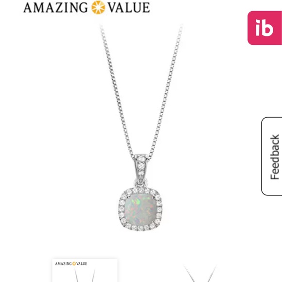 Opal and Sapphire October Birthstone Necklace Sterling Silver - Picture 7 of 7